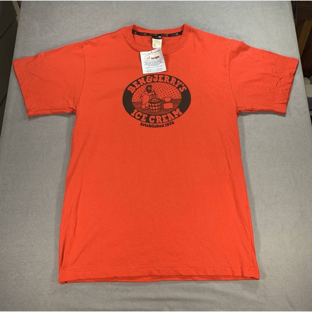 VINTAGE NWT Ben & Jerry's Ice Cream Men Shirt M Red Sweat X 90s/Y2K Made in USA